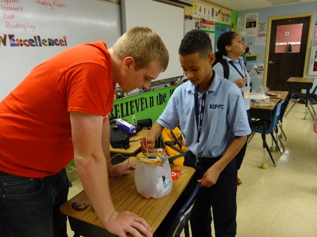 Students collaborating on a hands-on experiment