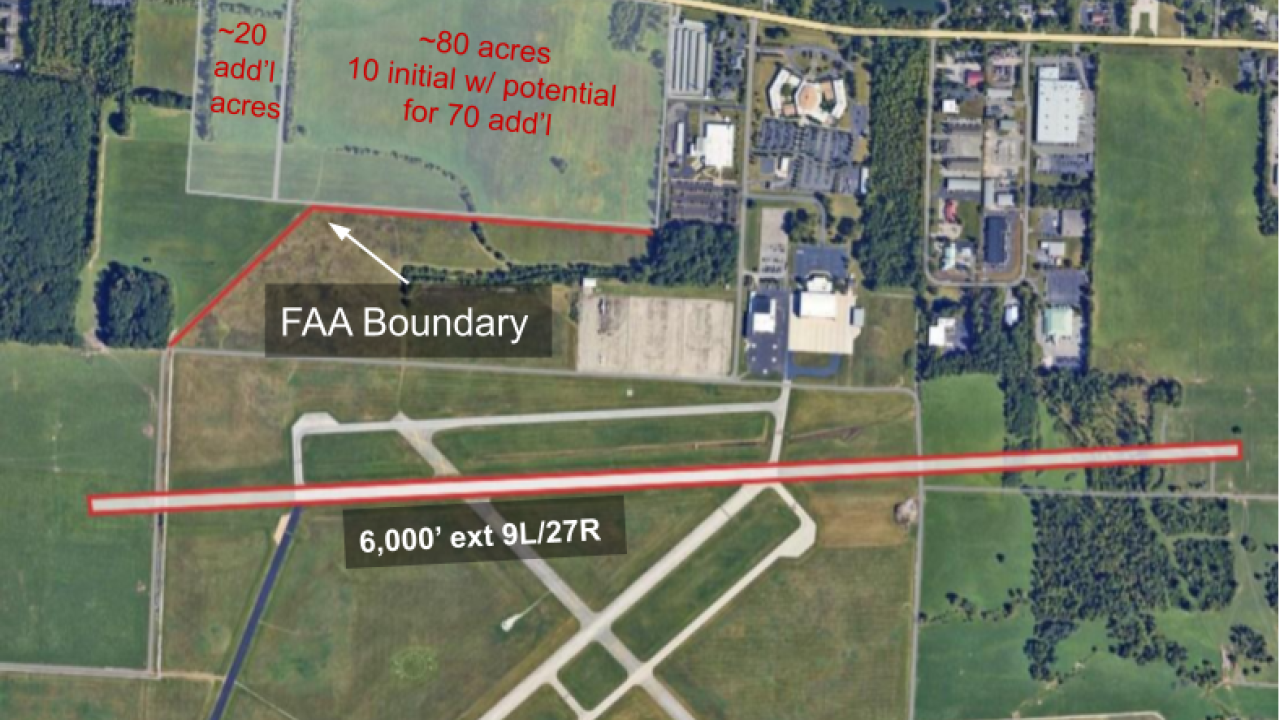 Overhead view showing where GWCSP will be located near the osu airport